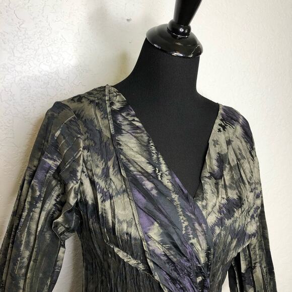Babette San Francisco gray taupe black metallic twisted front top size Small - Picture 2 of 14